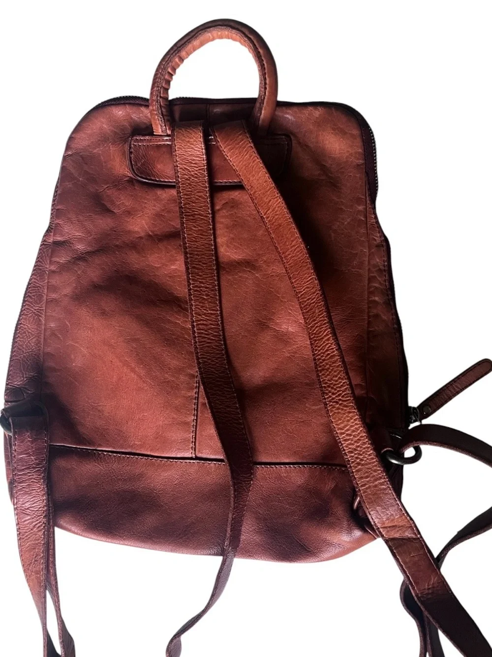 Vilenca Holland Cognac Brown Genuine Leather Woven Backpack